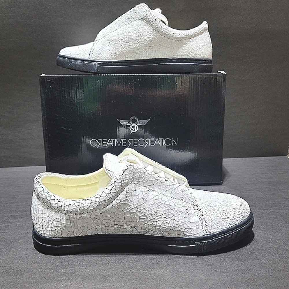 Made in Italy Creative Recreation White and Gold Art Deco Sneakers